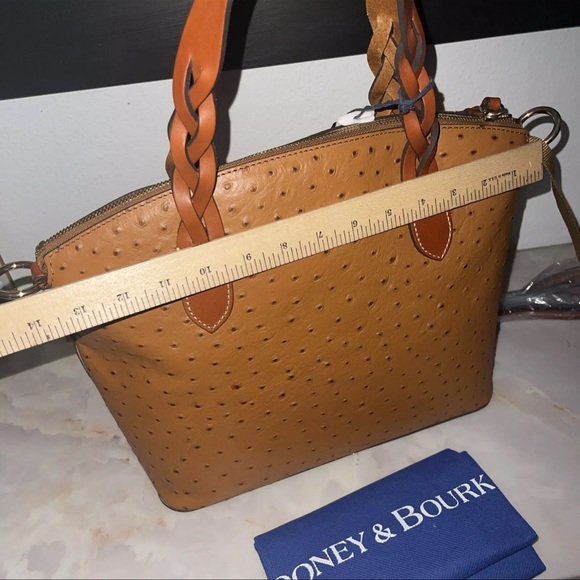 Dooney & Bourke Ostrich Celeste Satchel Caramel Brown (368.00) - Picture 12 of 15